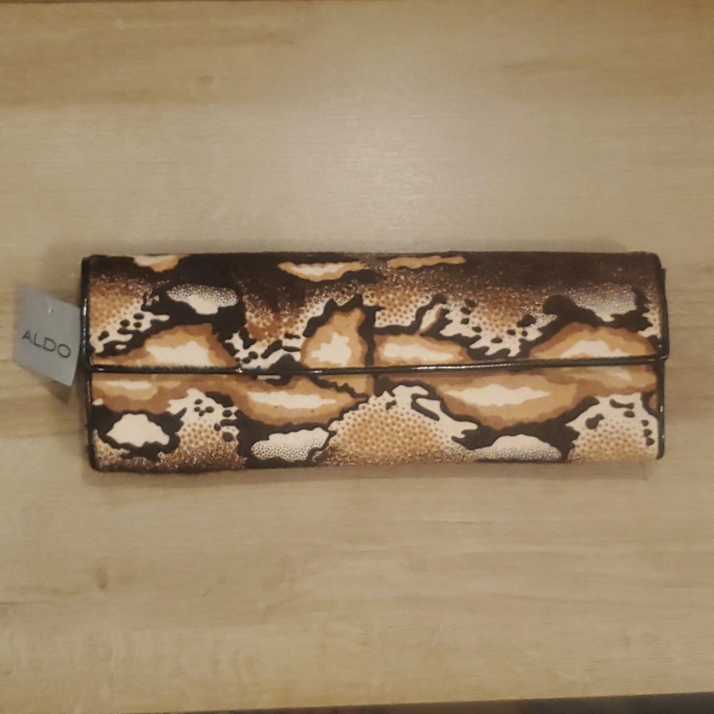 ALDO NEW WITH TAG ANIMAL PRINT CALF HAIR CLUTCH WITH CHAIN